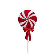 Candy Decor with Satin Bow — Red & White Christmas Lollipop, 80cm