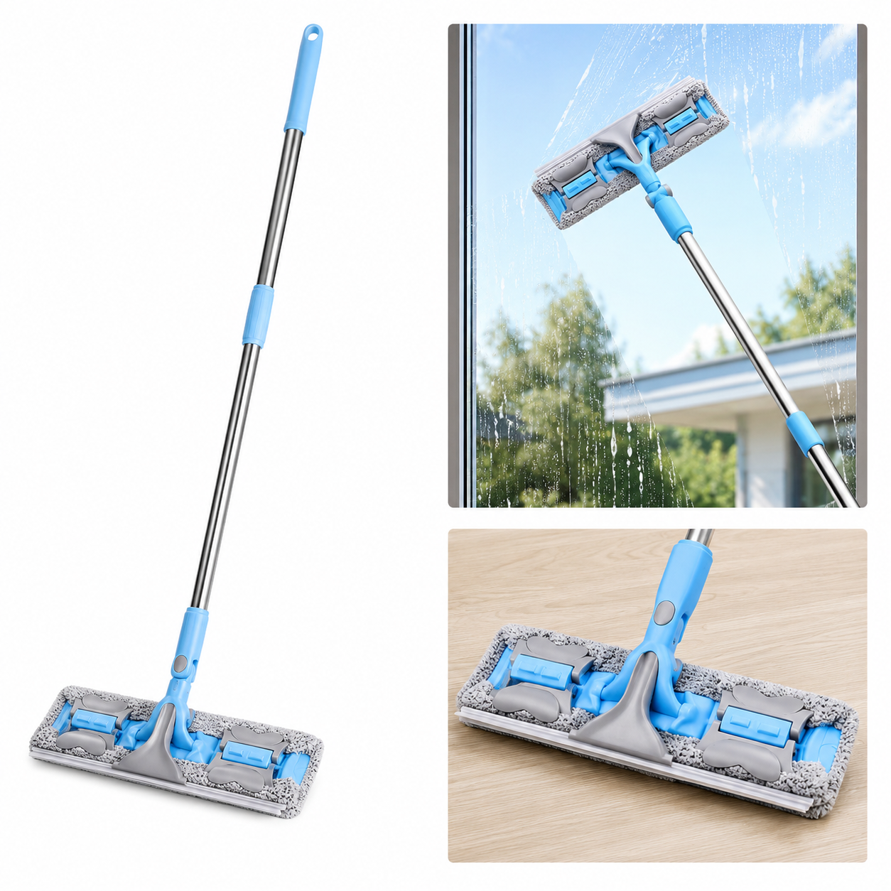 2-in-1 Window Cleaner Set with Extendable Handle