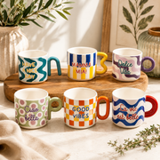 Set of 6 Porcelain Coffee Cups – Energy – Ø6 × H6 cm