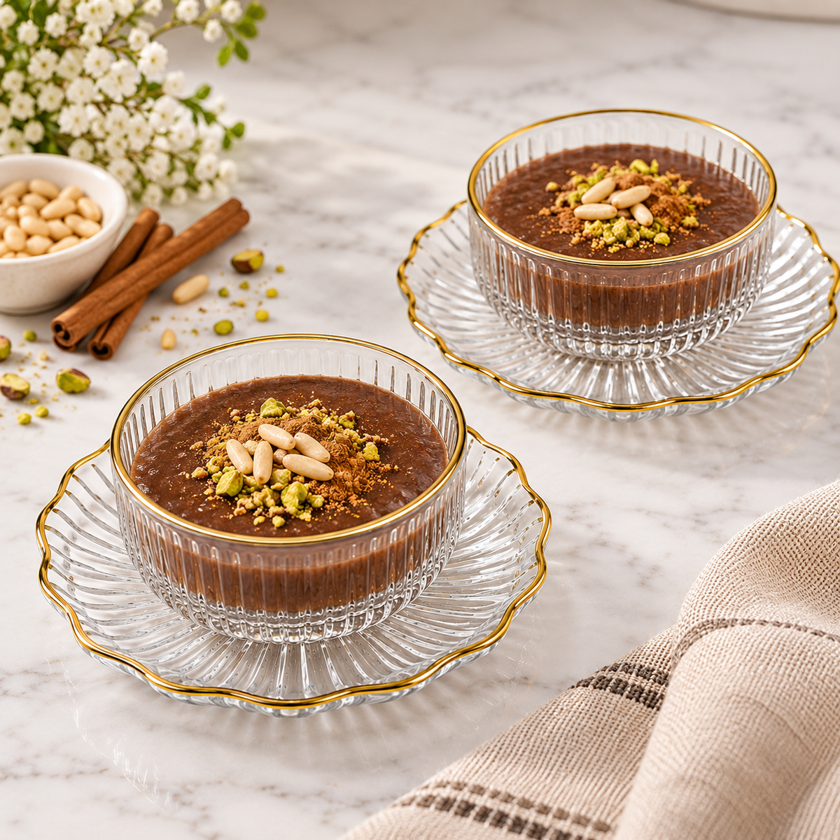 Set of 6 Glass Bowls with Saucers – Transparent