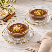 Set of 6 Glass Bowls with Saucers – Transparent