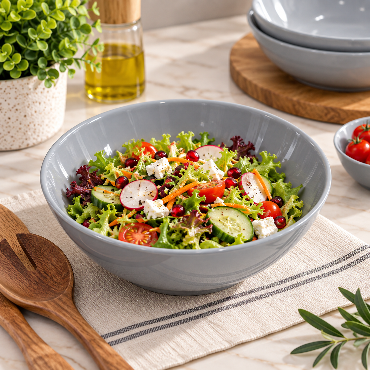 Grey Salad Bowl – 21 cm