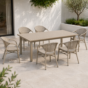 7-Piece Outdoor Dining Set Aluminum Extendable Table and Woven Chairs
