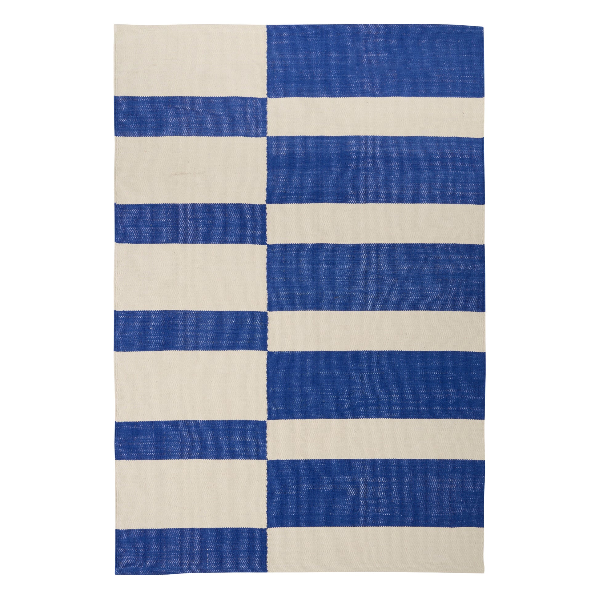 Wool-effect Rug "Flow" Recycled Cotton 170x120 cm Blue/Ivory