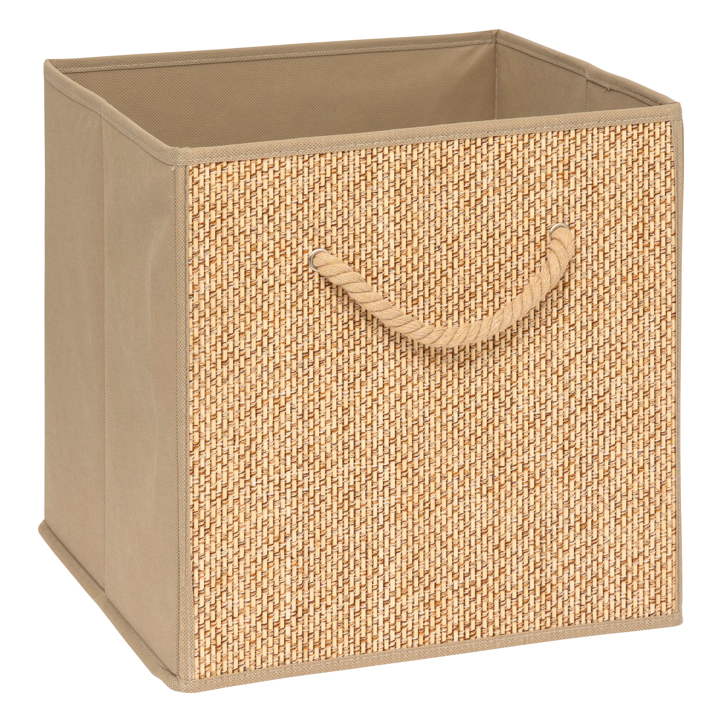 Storage box Stemy - Beige Cube Organizer with Rope Handle