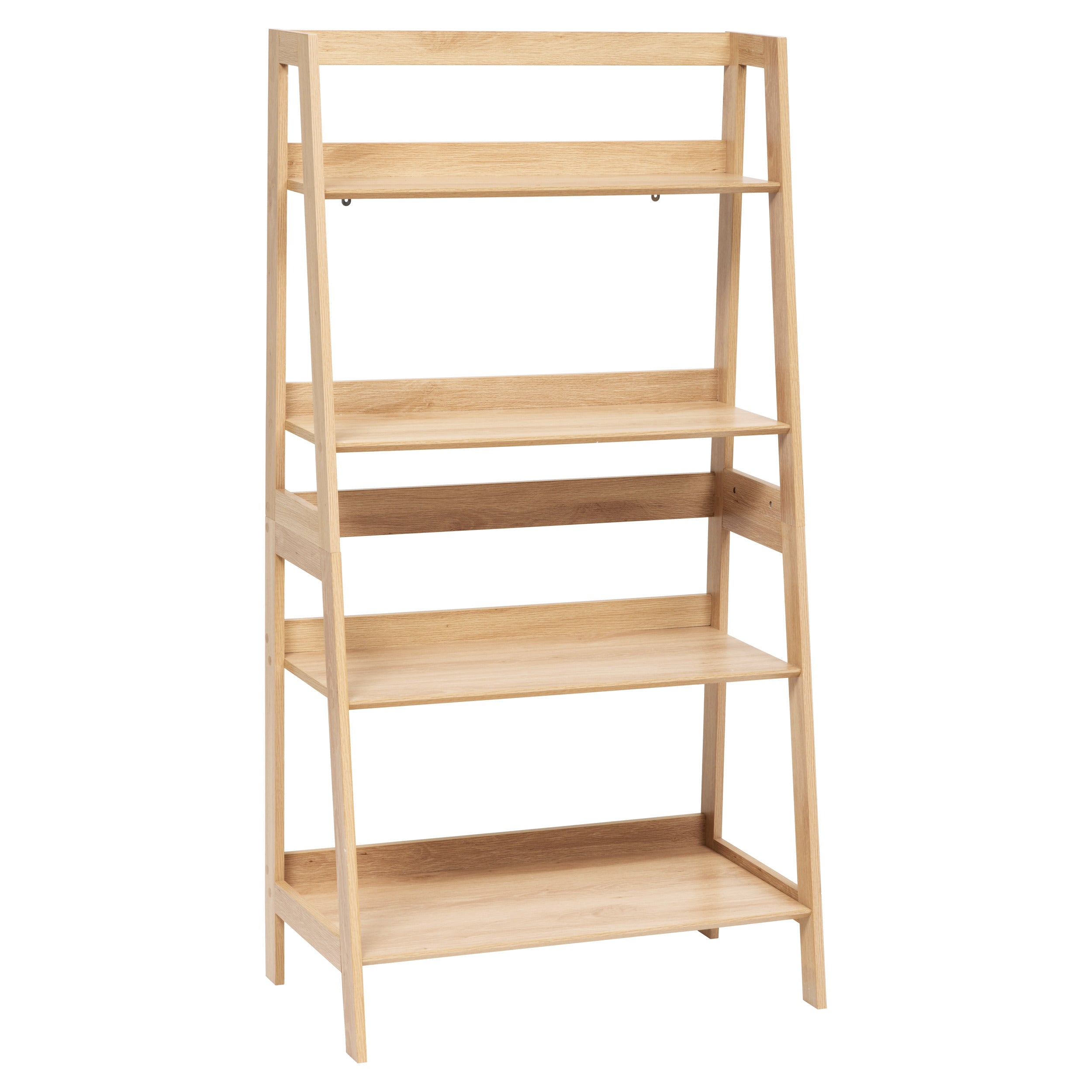 Abana 4-Level Shelf - Freestanding Natural Oak Storage Shelf 76x43x146 cm