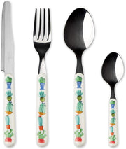 Cactus Cutlery Set 24 Pcs Stainless Steel Decorated Handles Kitchen Bundle