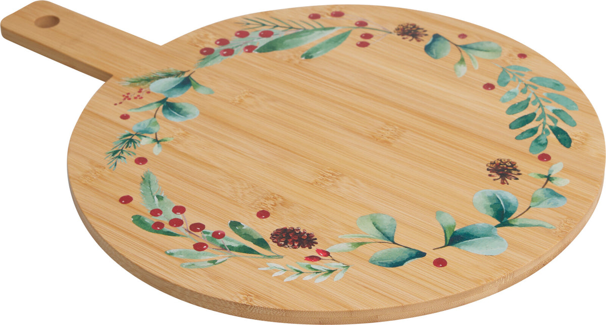 Christmas Serving Board Bamboo - Round 35x45x1.2 cm Serving Tray