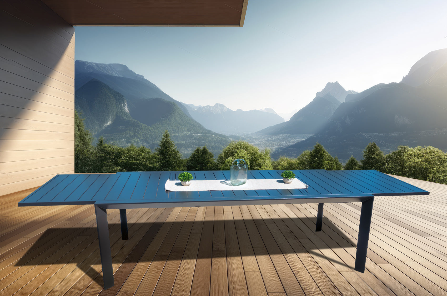 ALUMINIUM OUTDOOR TABLE Extendable, Rectangle, Black