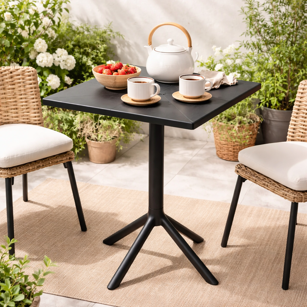 Sedona Square Outdoor Table 60.5×60.5×76.5 cm Black Polypropylene