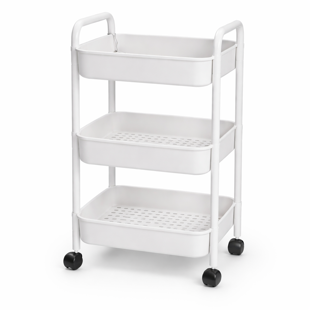 Multi-Use Storage Trolley 3-Tier with Wheels 42.5x29.5x78 cm