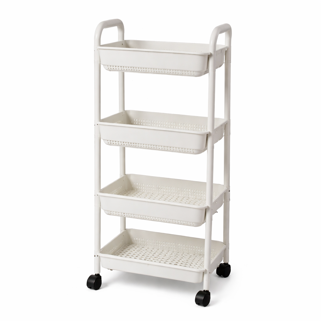4-Tier Multi-Use Storage Trolley with Wheels 43x29x105 cm