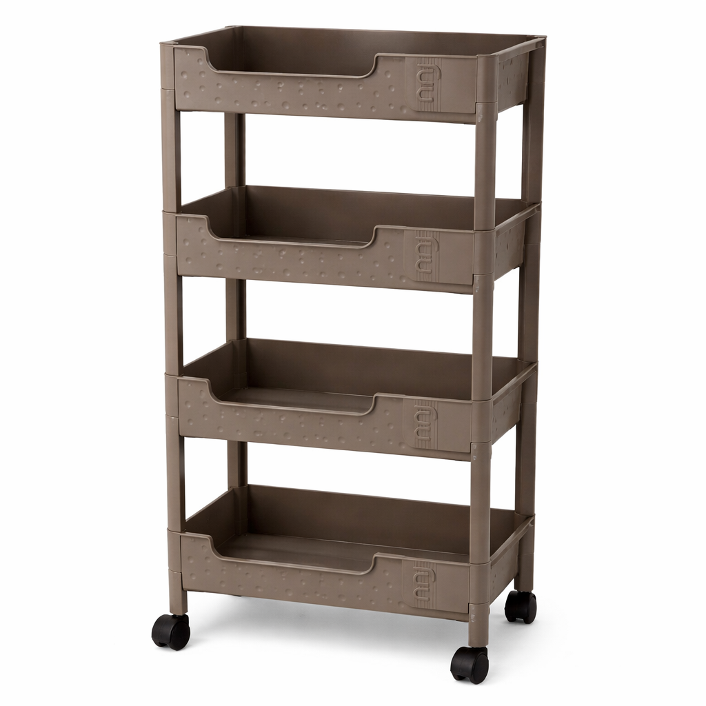 4-Tier Storage Trolley with Wheels, Rolling Storage Organizer