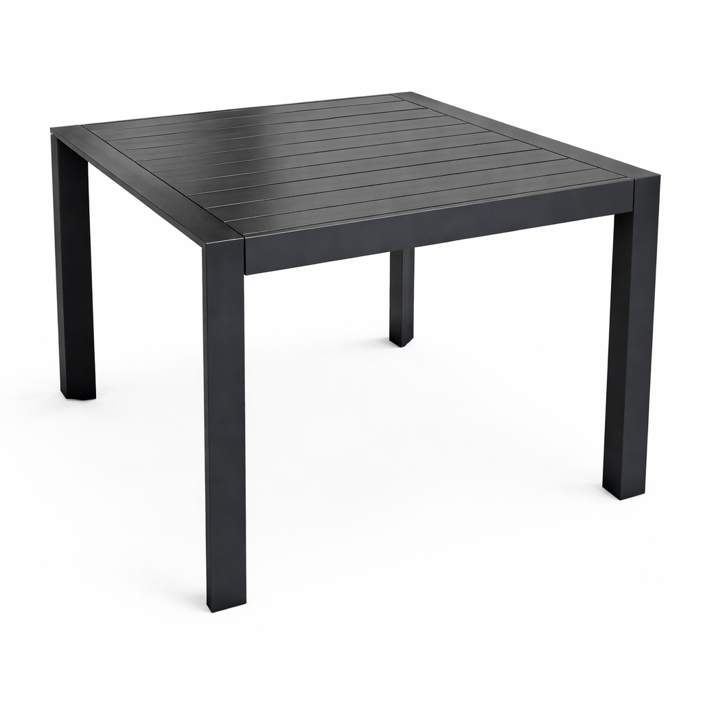 Modern Square Outdoor Table 95×95×74 cm – Dark Grey Aluminum