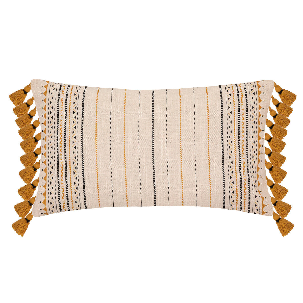 Cushion Cover Stripe Pomp with Tassels