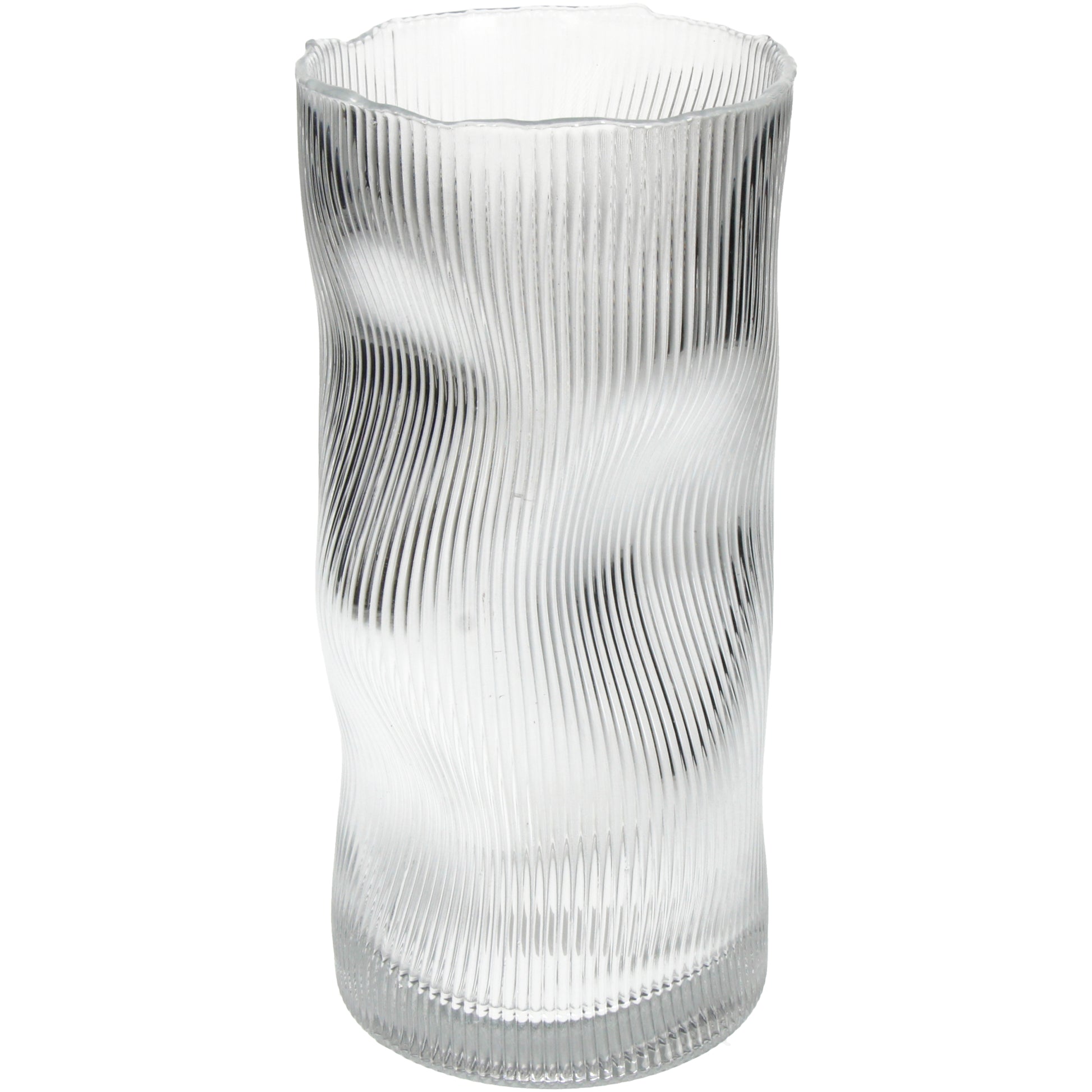 Stripe Glass Vase Clear - Elegant Home Decor