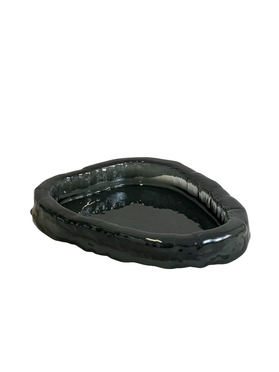 Handmade Black Glass Serving Plate