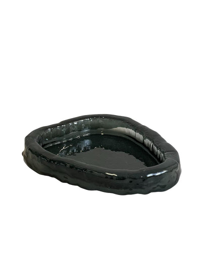 Handmade Black Glass Serving Plate