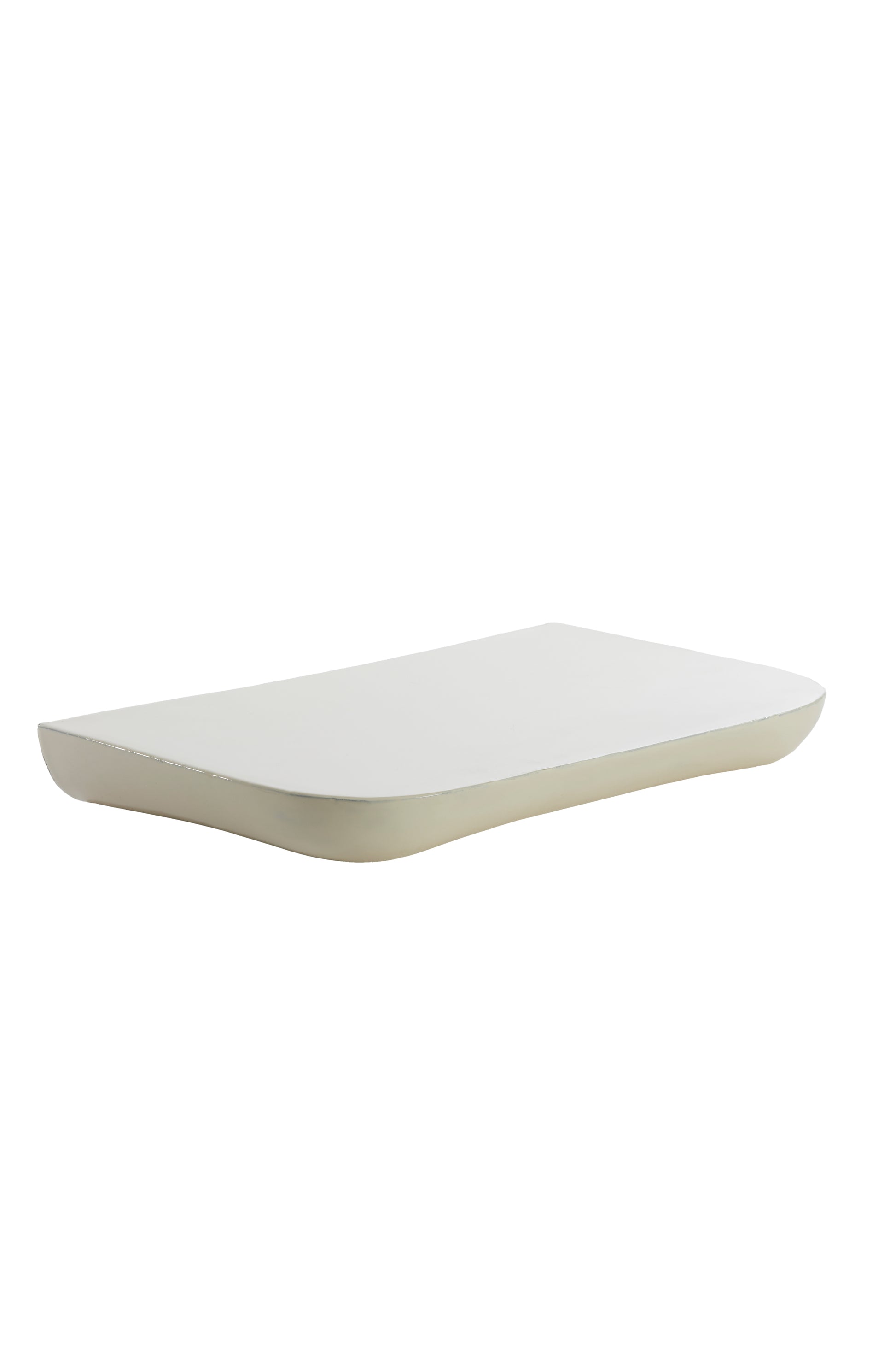 Wall Shelf Glossy Cream Metal Rectangular Floating Storage