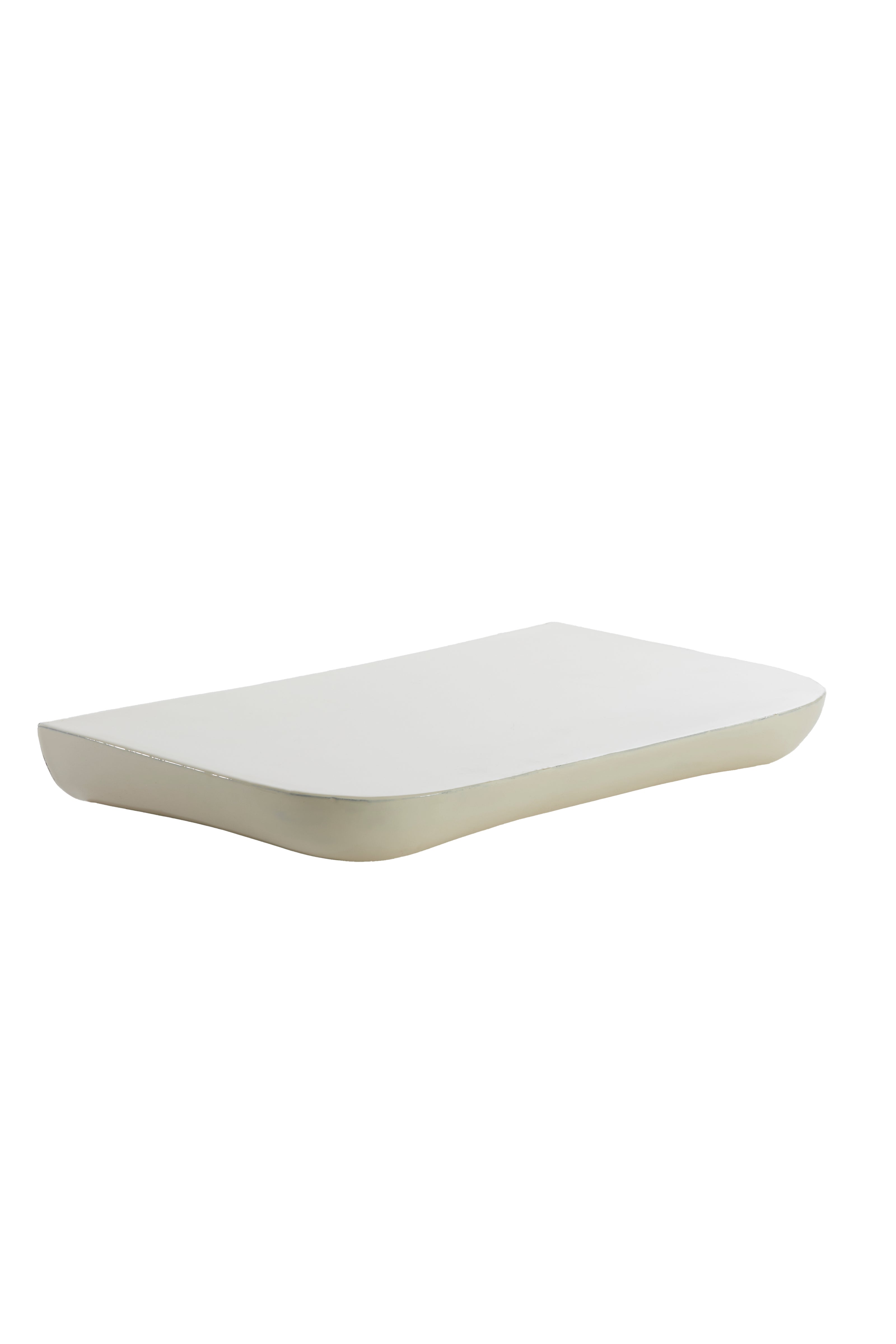Wall Shelf Glossy Cream Metal Rectangular Floating Storage