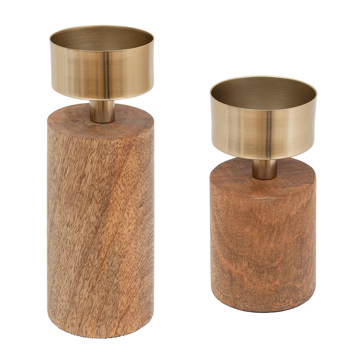 SET X2 WOOD CANDLE HOLDER