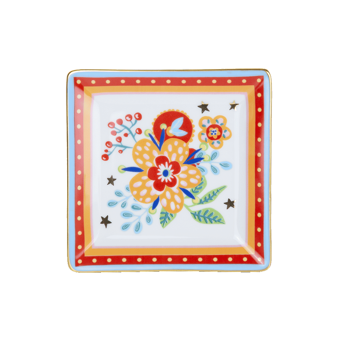 Mini Tray Mamma Mia Porcelain Square Decorative Plate 15x15 cm