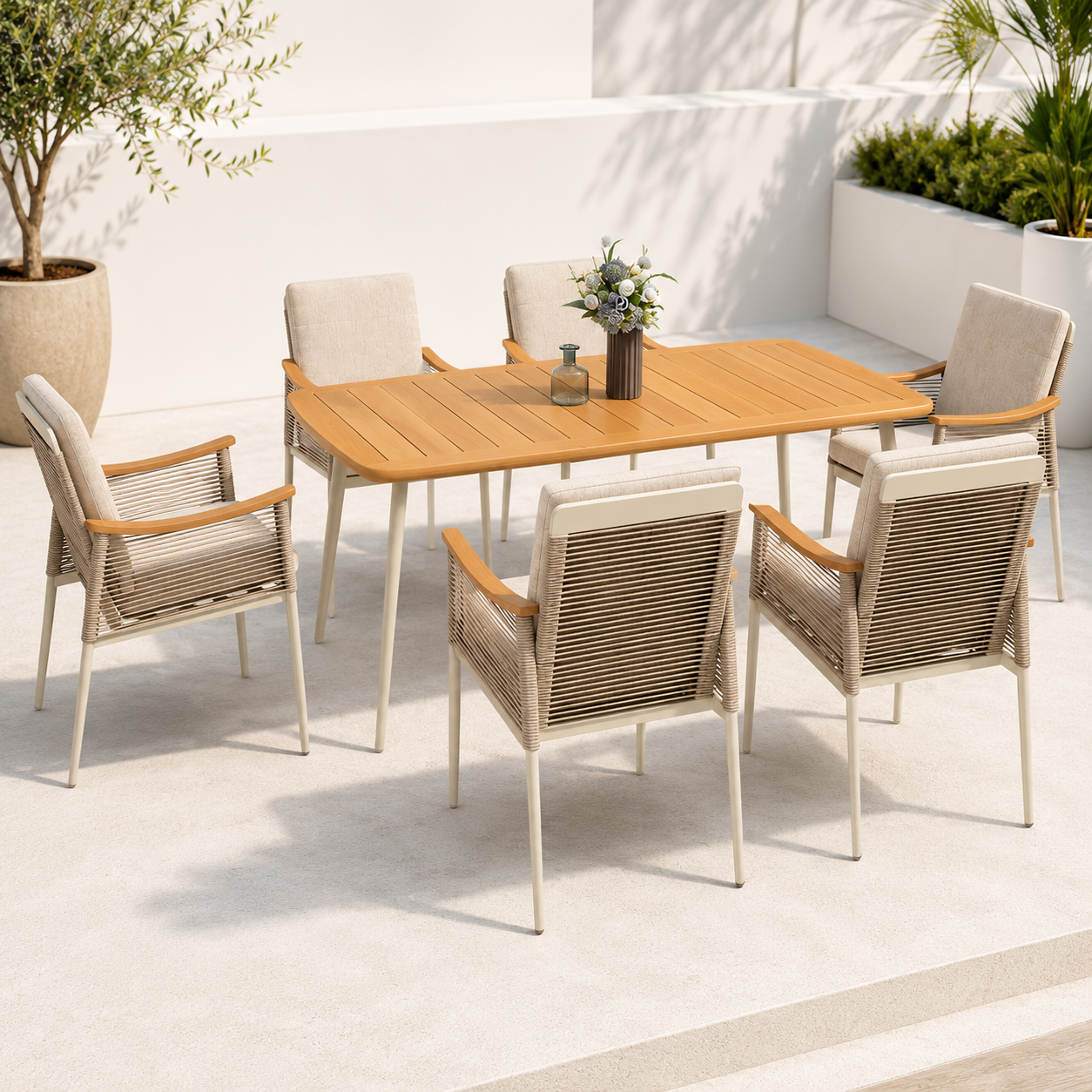 OUTDOOR DINING SET WITH 6 CHAIRS