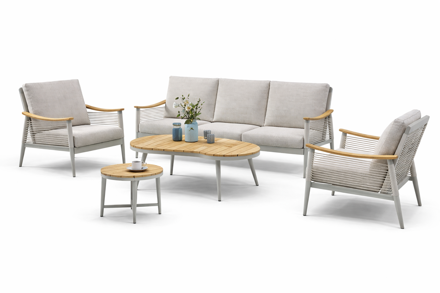 Outdoor Sofa Set 3+1+1 with 2 Tables