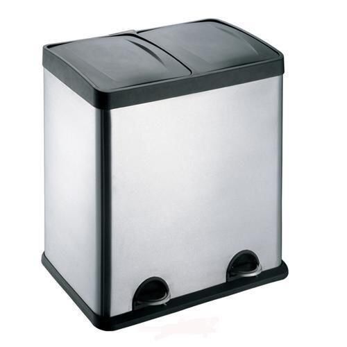 Recycling Bin 2 Compartments Stainless Steel