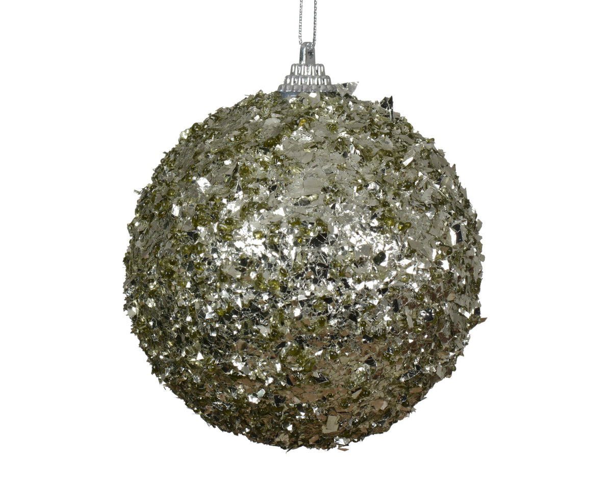 Bauble Foam Beads Sequins - Rosemary Green 10cm Christmas Ball