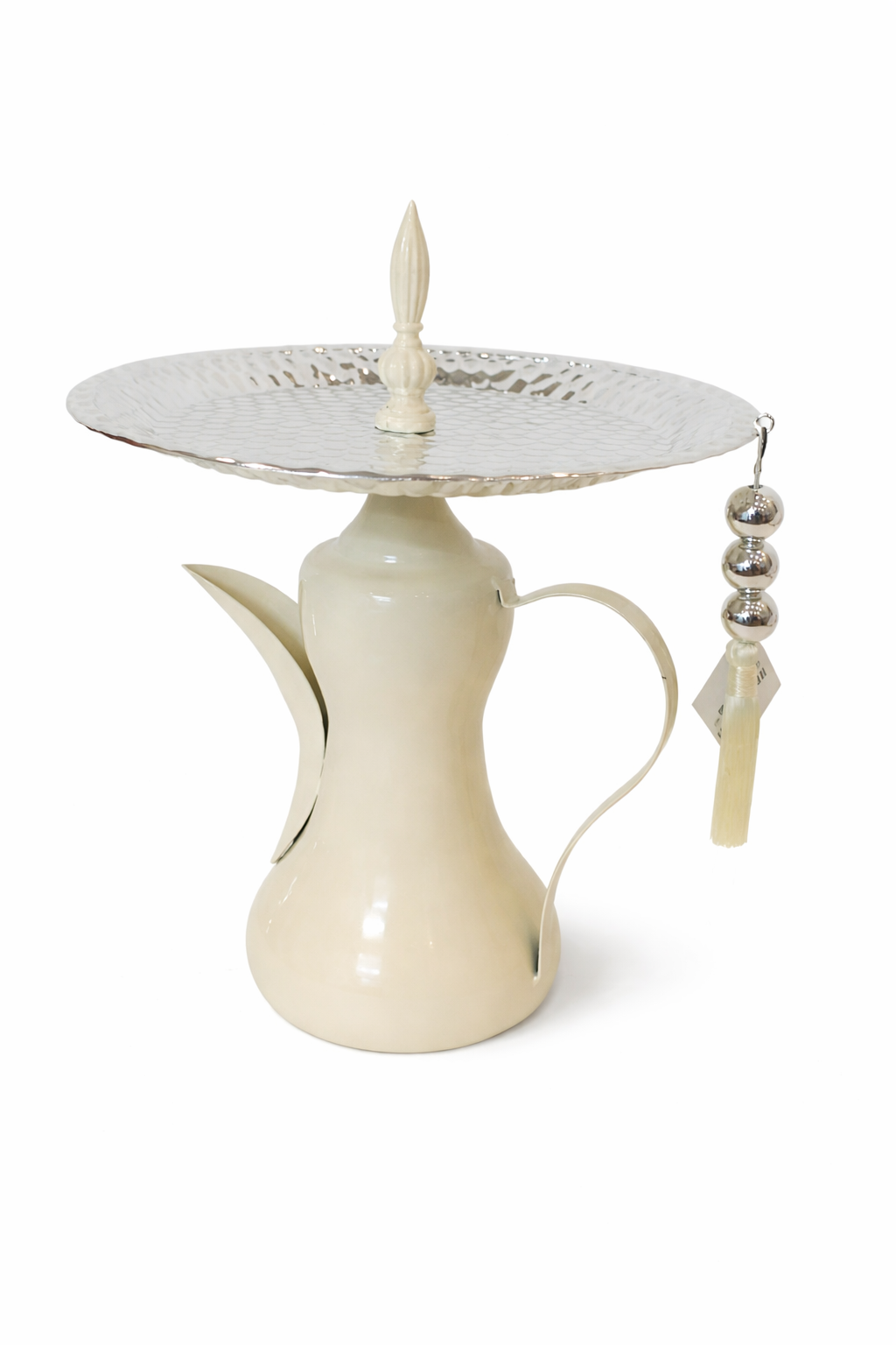 Metal Serving Stand with Plate Polished Metallic Finish