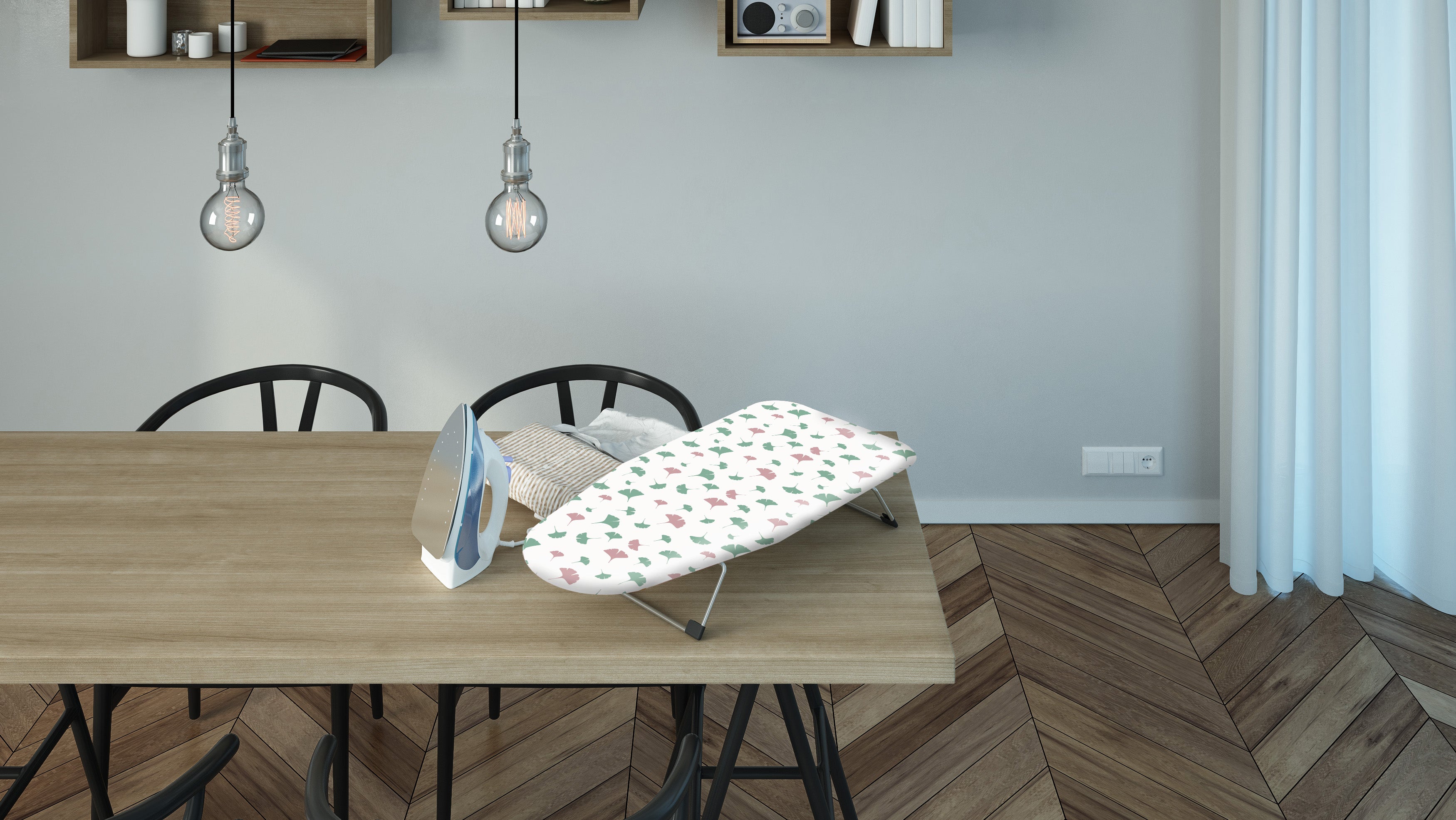 Miniasse Table Ironing Board Space-Saving Foldable Steel Mesh Top