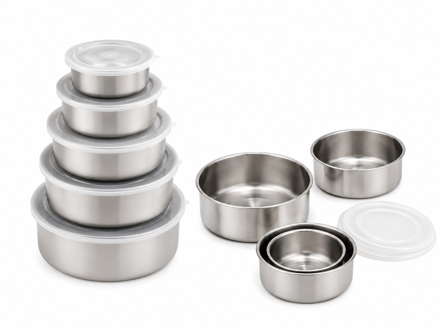 5-Piece Stainless Steel Food Container Set with Lids