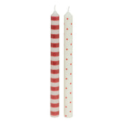 Set of 2 Printed Taper Candles 140 g - Red & White