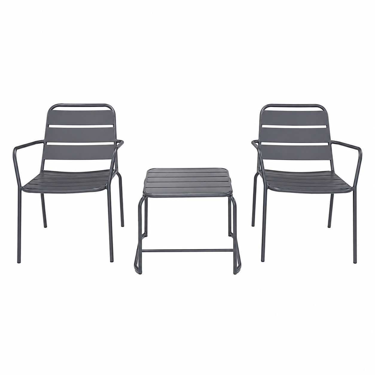 OUTDOOR STEEL SET 1+1 WITH TABLE