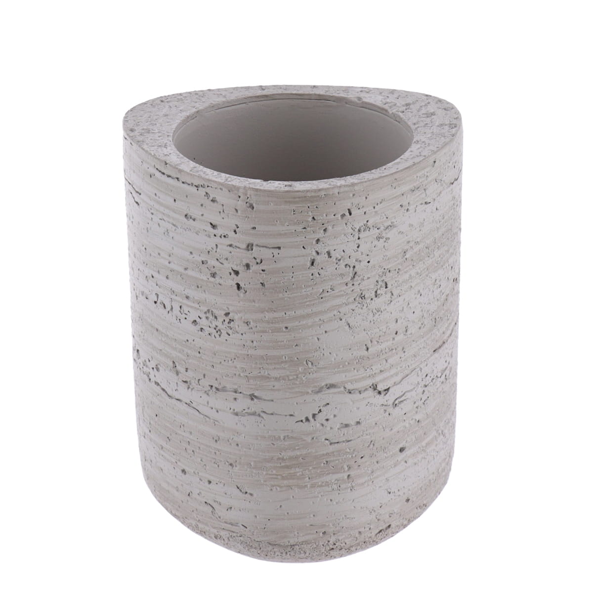 Concrete Effect Tumbler Toothbrush Holder Polyresin Grey Bathroom Accessory