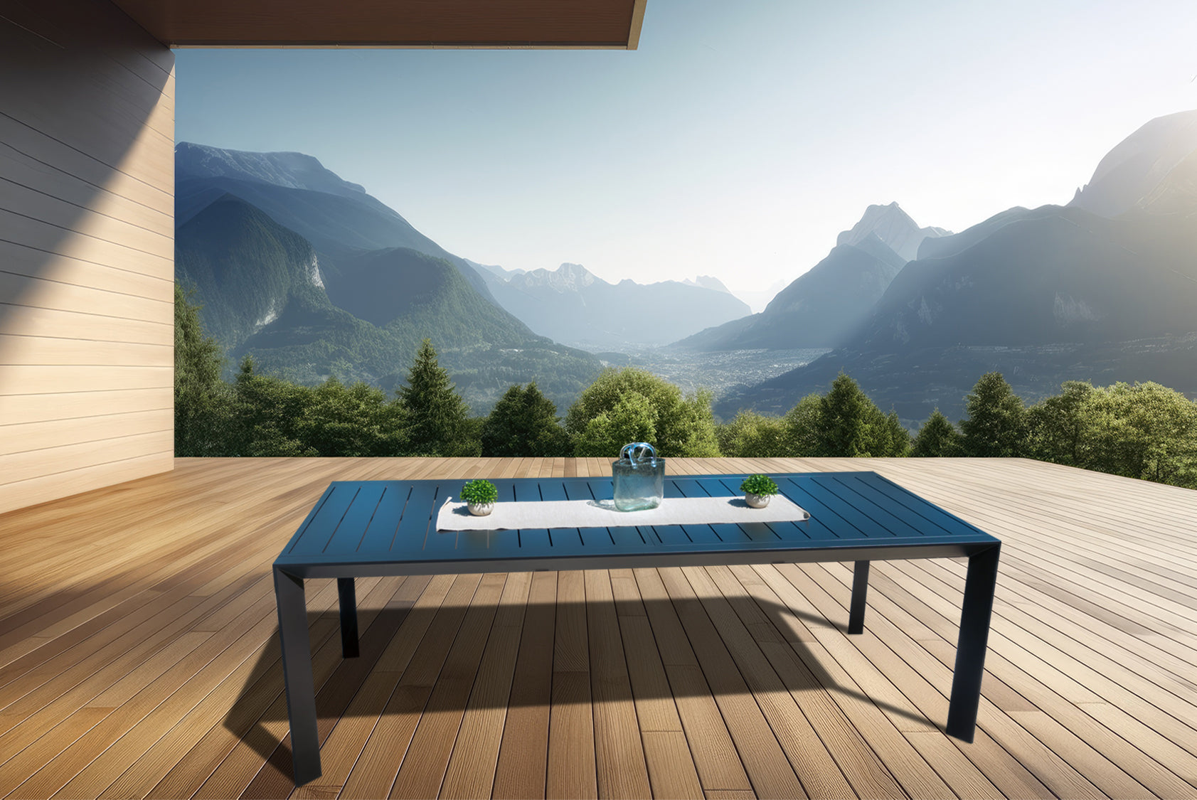 ALUMINIUM OUTDOOR TABLE Extendable, Rectangle, Black