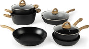 PRATIKA 9-Piece Forged Steel Cookware Set, Induction Compatible