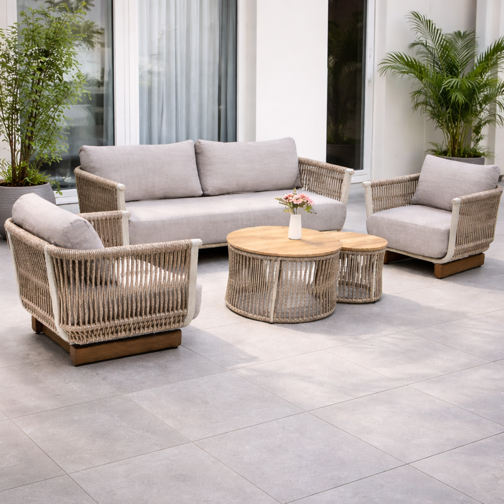 Luxury Patio Sofa Set 3+1+1 with 2 Tables