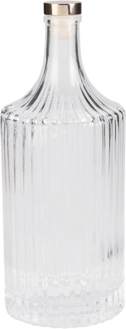 Drinking Bottle 1000ml Clear Glass Fluted Carafe with Cork Cap