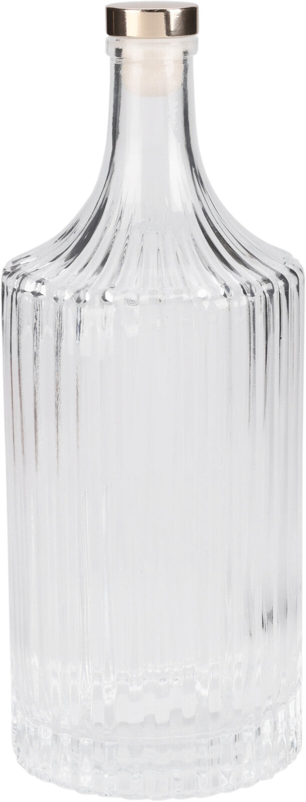 Drinking Bottle 1000ml Clear Glass Fluted Carafe with Cork Cap