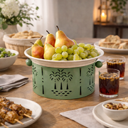 Metal Deep Serving Bowl with Decorative Stand 20x11, 25x13 cm