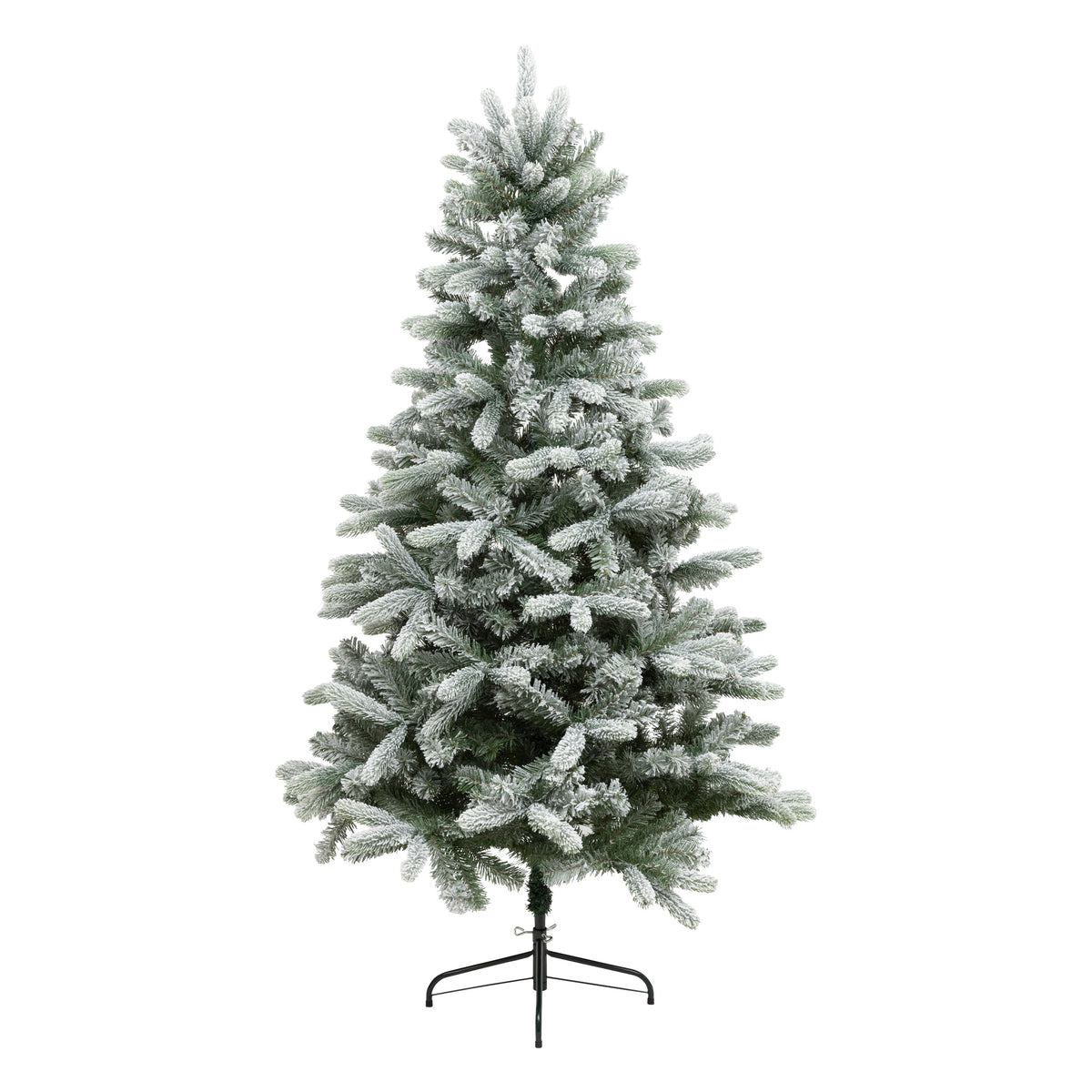 Snowstorm Flocked Artificial Tree - Green Snow-Effect PVC & Steel (180/210 cm)