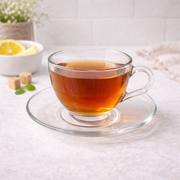 Teacups with Saucers Set of 6 Clear Glass 238 ml Transparent