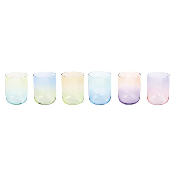 Rainbow Set of 6 Multicolor Water Glasses