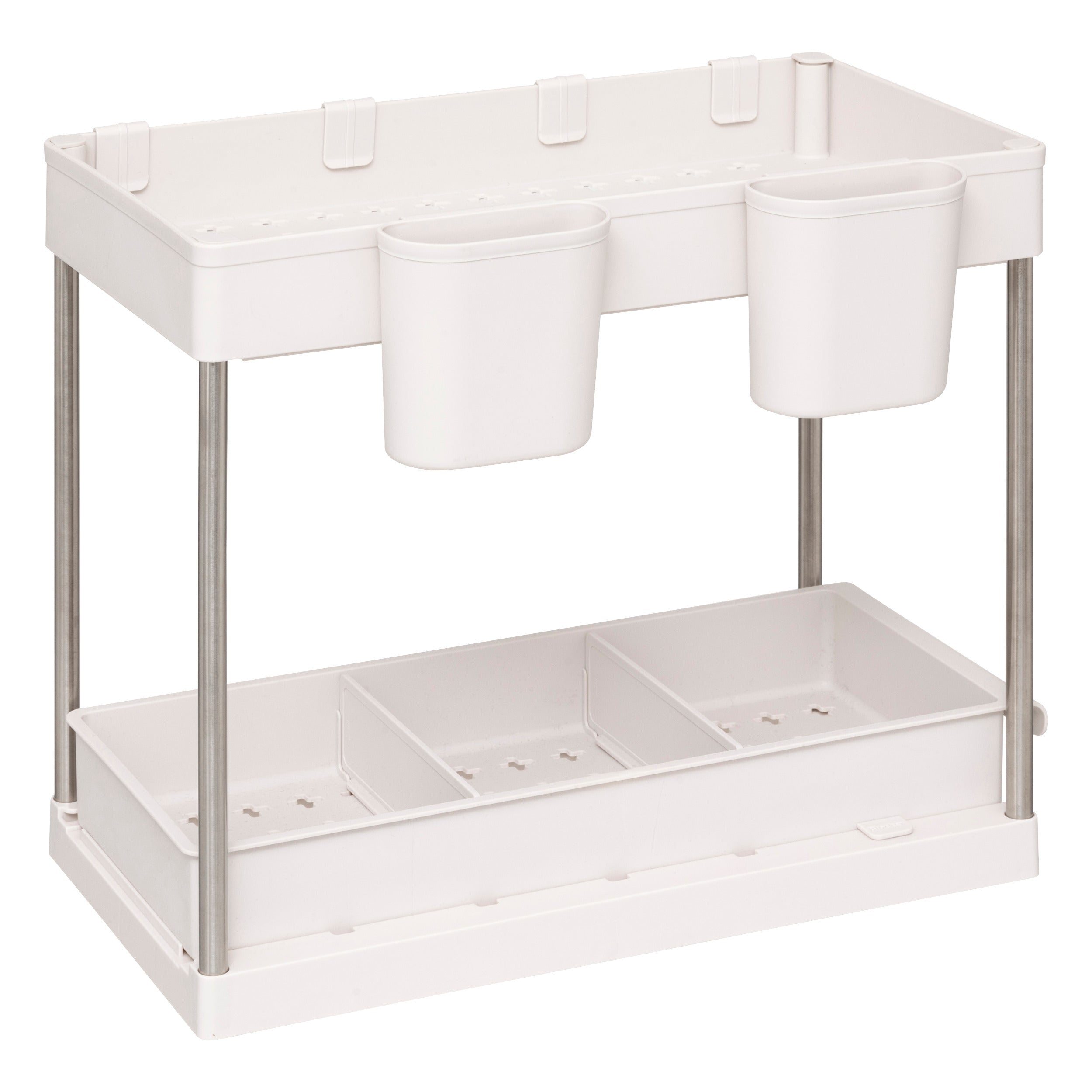 2-tier sliding organizer for cabinets – under-sink kitchen rack
