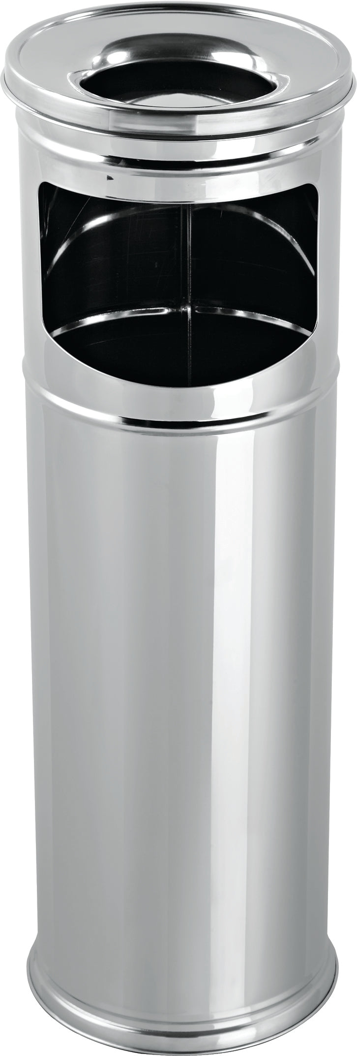 Stainless Steel Column Bin with Ashtray, Modern Waste Bin for Home or Office