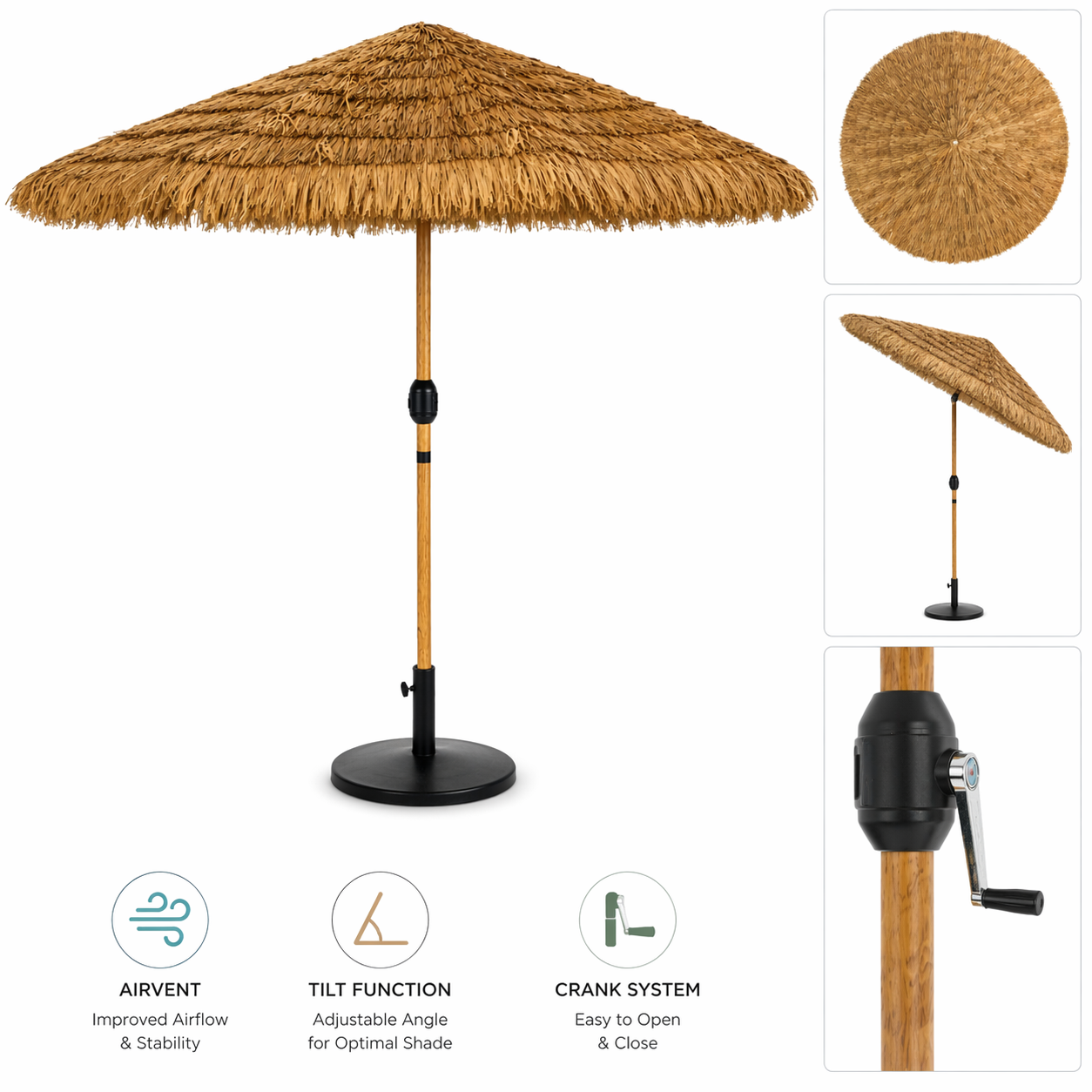 Premium Tilt & Crank Patio Umbrella 270×240 cm