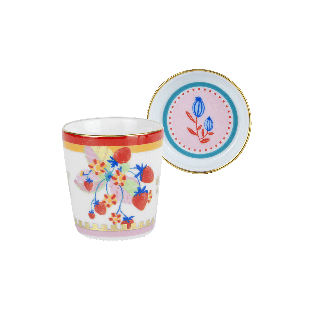 ESPRESSO CUP WITH LID/SAUCER STRAWBERRY