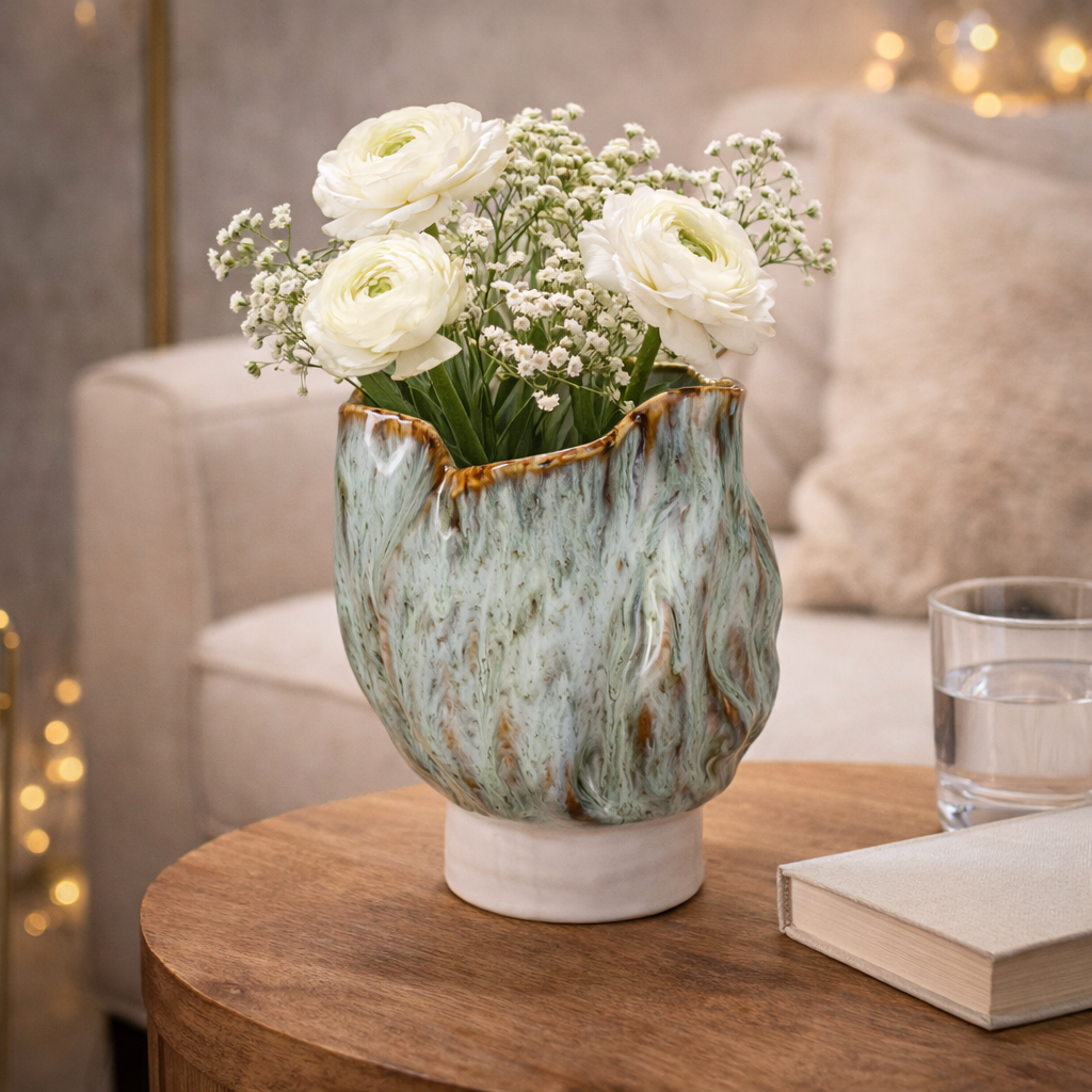 Stoneware Decorative Vase Green - Available in 3 Sizes